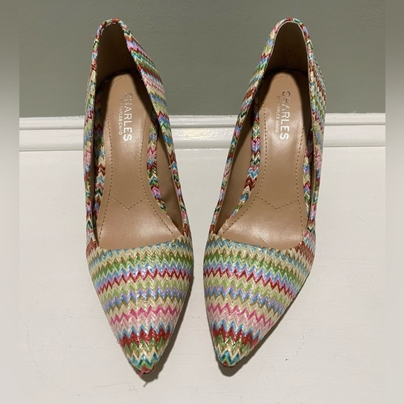Charles David Women’s Multicolored Stripped High Heels-size 7.5 - Picture 4 of 8